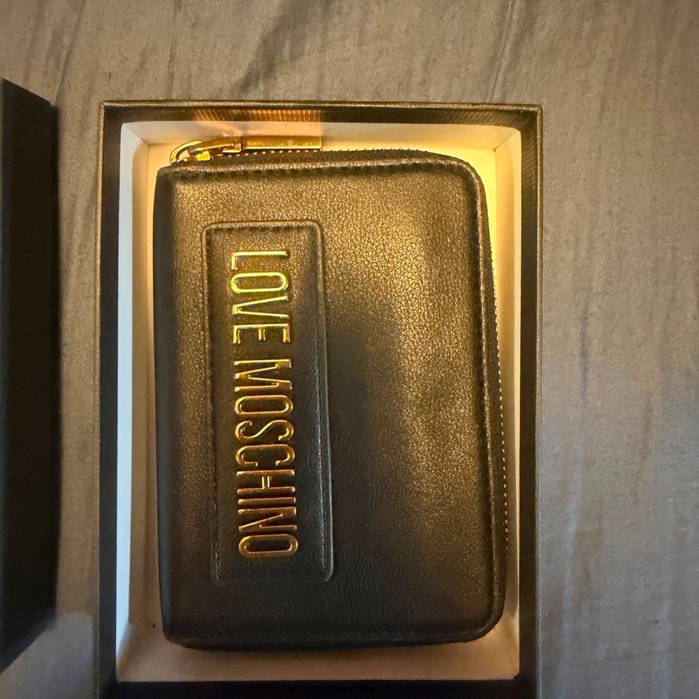 Love Moschino Black Wallet with Gold Lettering